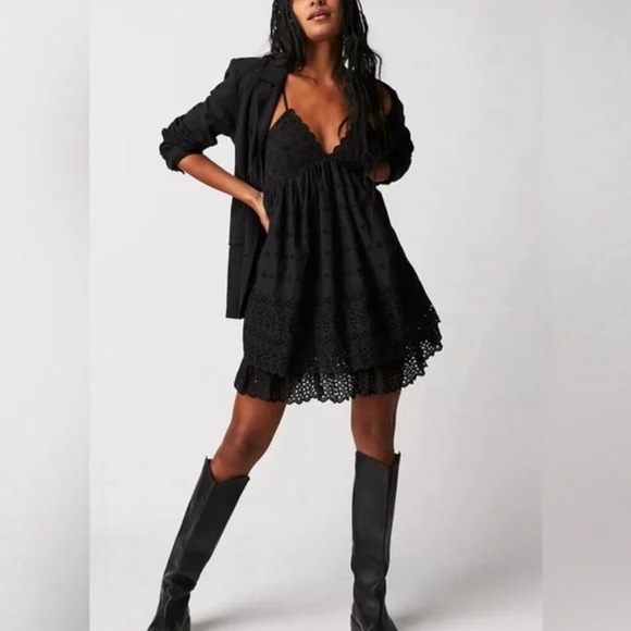 Free People Lillia Mini Dress NWT black, size small - Picture 3 of 5